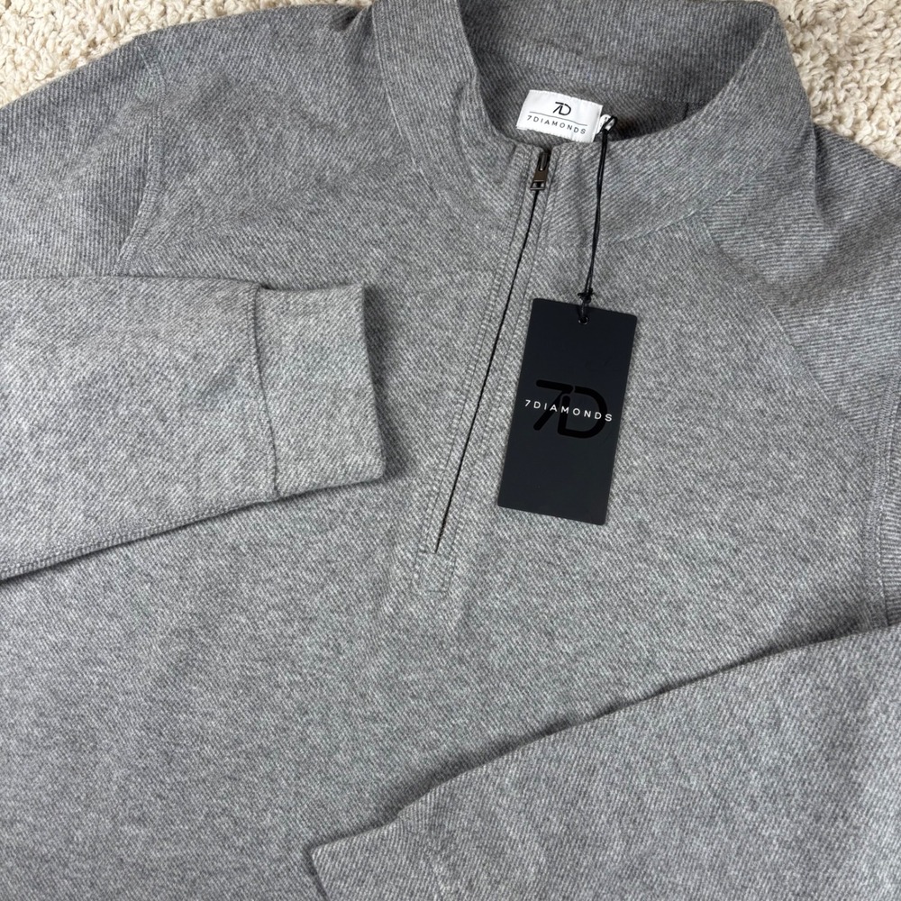 7 Diamonds Mens Generation 1/4 Zip Pullover Large Gray Double Knit Stretch